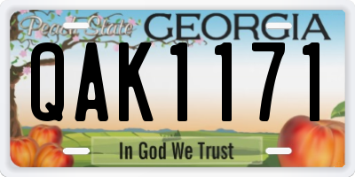 GA license plate QAK1171