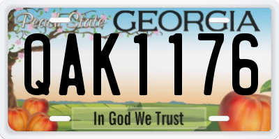 GA license plate QAK1176