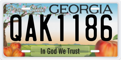 GA license plate QAK1186