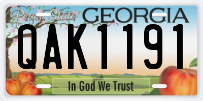 GA license plate QAK1191