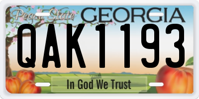 GA license plate QAK1193