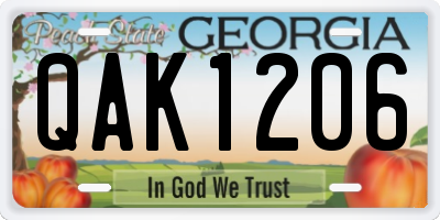 GA license plate QAK1206