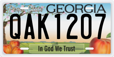 GA license plate QAK1207