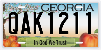 GA license plate QAK1211