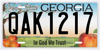 GA license plate QAK1217