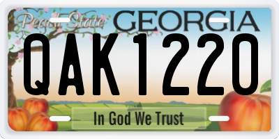 GA license plate QAK1220