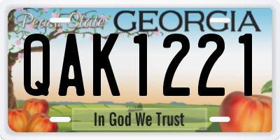 GA license plate QAK1221