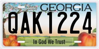 GA license plate QAK1224