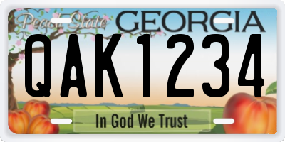 GA license plate QAK1234