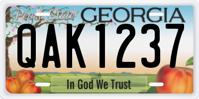 GA license plate QAK1237