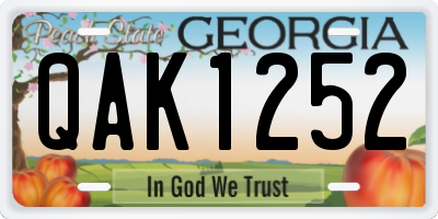 GA license plate QAK1252