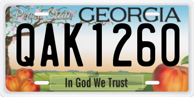 GA license plate QAK1260