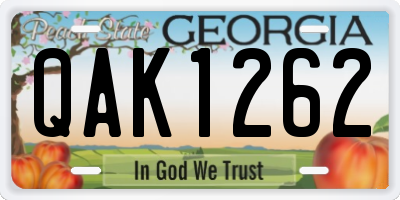 GA license plate QAK1262