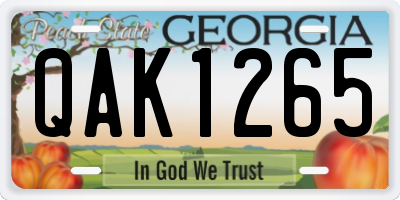 GA license plate QAK1265