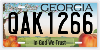 GA license plate QAK1266