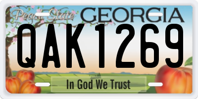 GA license plate QAK1269