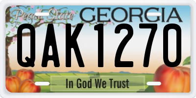 GA license plate QAK1270