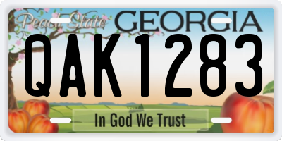 GA license plate QAK1283