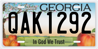GA license plate QAK1292