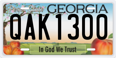 GA license plate QAK1300