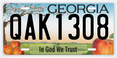 GA license plate QAK1308