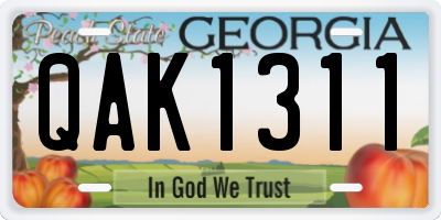 GA license plate QAK1311
