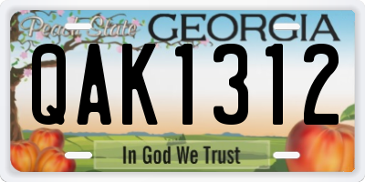 GA license plate QAK1312