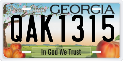 GA license plate QAK1315