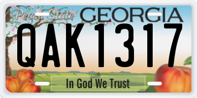 GA license plate QAK1317
