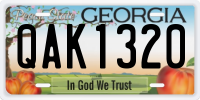 GA license plate QAK1320