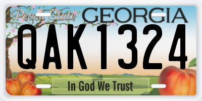 GA license plate QAK1324