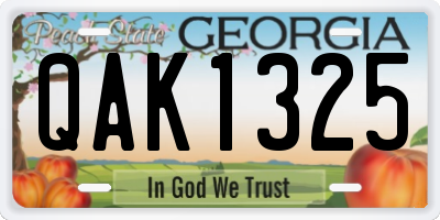 GA license plate QAK1325