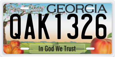 GA license plate QAK1326