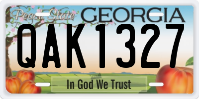 GA license plate QAK1327