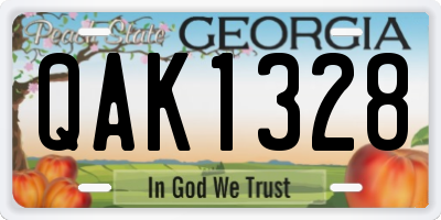 GA license plate QAK1328