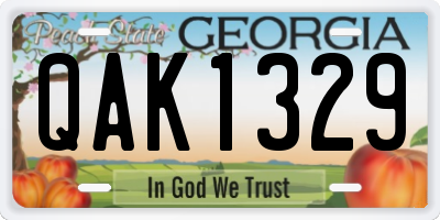 GA license plate QAK1329