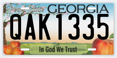 GA license plate QAK1335