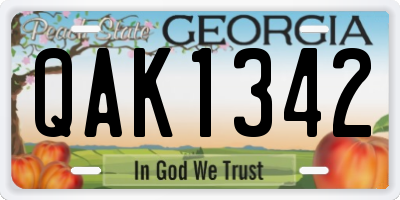GA license plate QAK1342