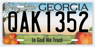 GA license plate QAK1352