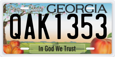 GA license plate QAK1353