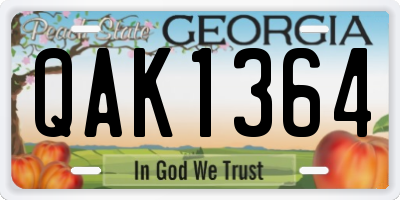 GA license plate QAK1364