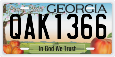 GA license plate QAK1366