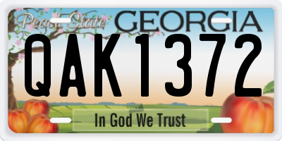 GA license plate QAK1372