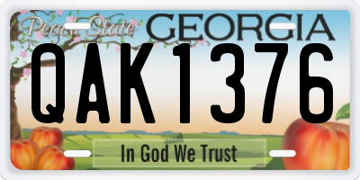 GA license plate QAK1376