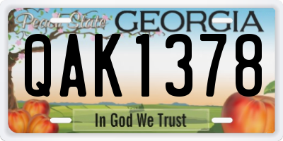 GA license plate QAK1378