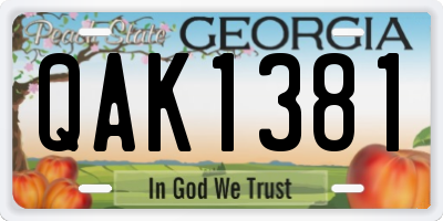 GA license plate QAK1381