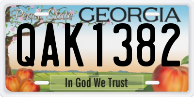GA license plate QAK1382