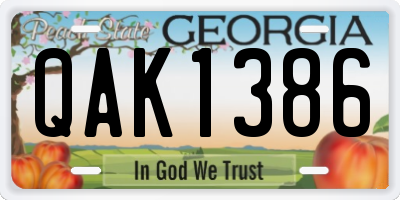 GA license plate QAK1386