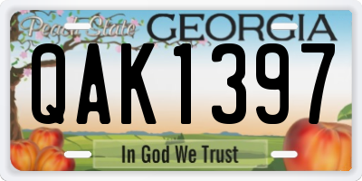 GA license plate QAK1397