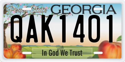 GA license plate QAK1401